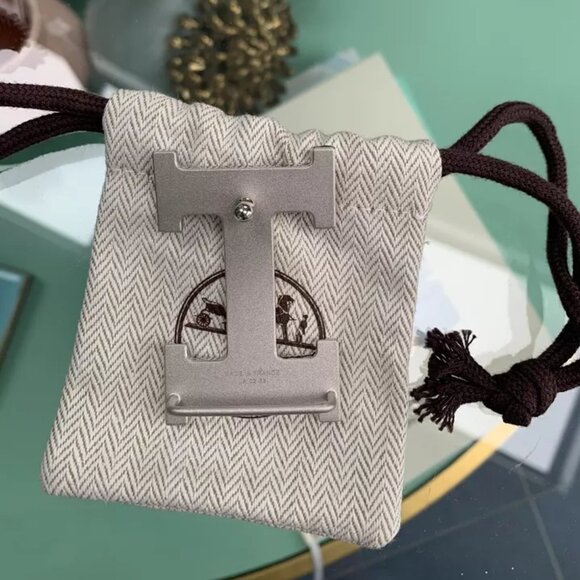 Hermes Classic H belt buckle brushed silver tone 32mm - Picture 4 of 4